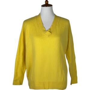 Charter Club Luxury 100% Cashmere Yellow V Neck Sweater Women’s Size Small